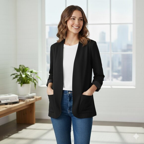 Babaton Aritzia Black Oversized Blazer Kimono Open front Unstructured Size XS - Picture 1 of 14